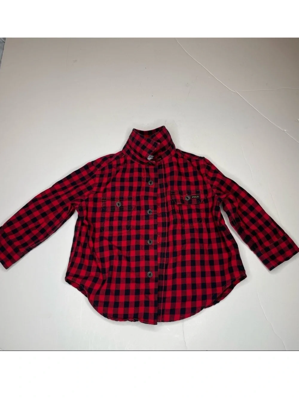 🔴⚫️ Ralph Lauren Red and Black Plaid Button-Down Kids Shirt